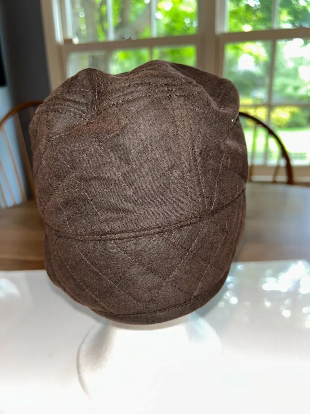 Barbour Brown Quilted Waxed Cotton Trapper Hat, Sz Small